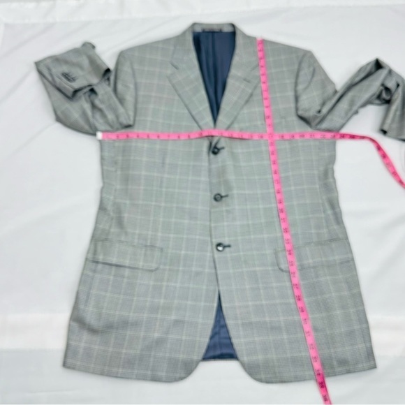 Corneliani Men's Size 56L Spencer Virgin Wool Silk Blue Micro Houndstooth Jacket - Picture 12 of 15